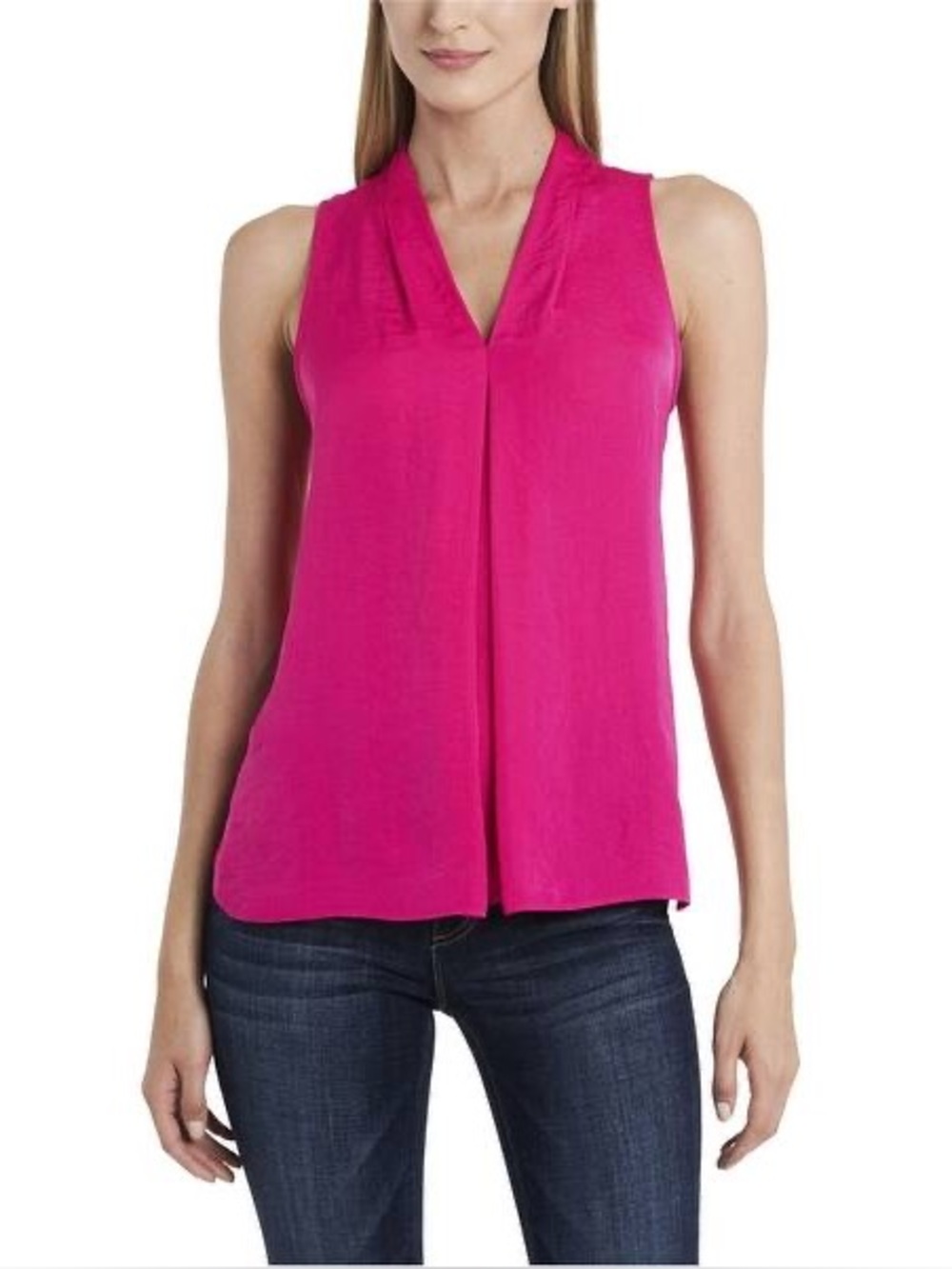 Vince Camuto Womens Inverted Pleat Pullover Blouse M